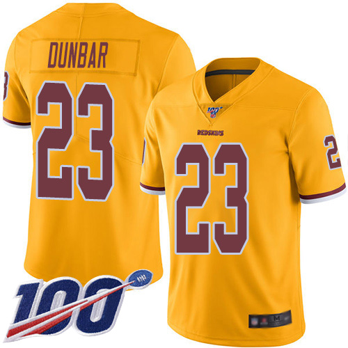 Washington Redskins Limited Gold Men Quinton Dunbar Jersey NFL Football #23 100th Season Rush